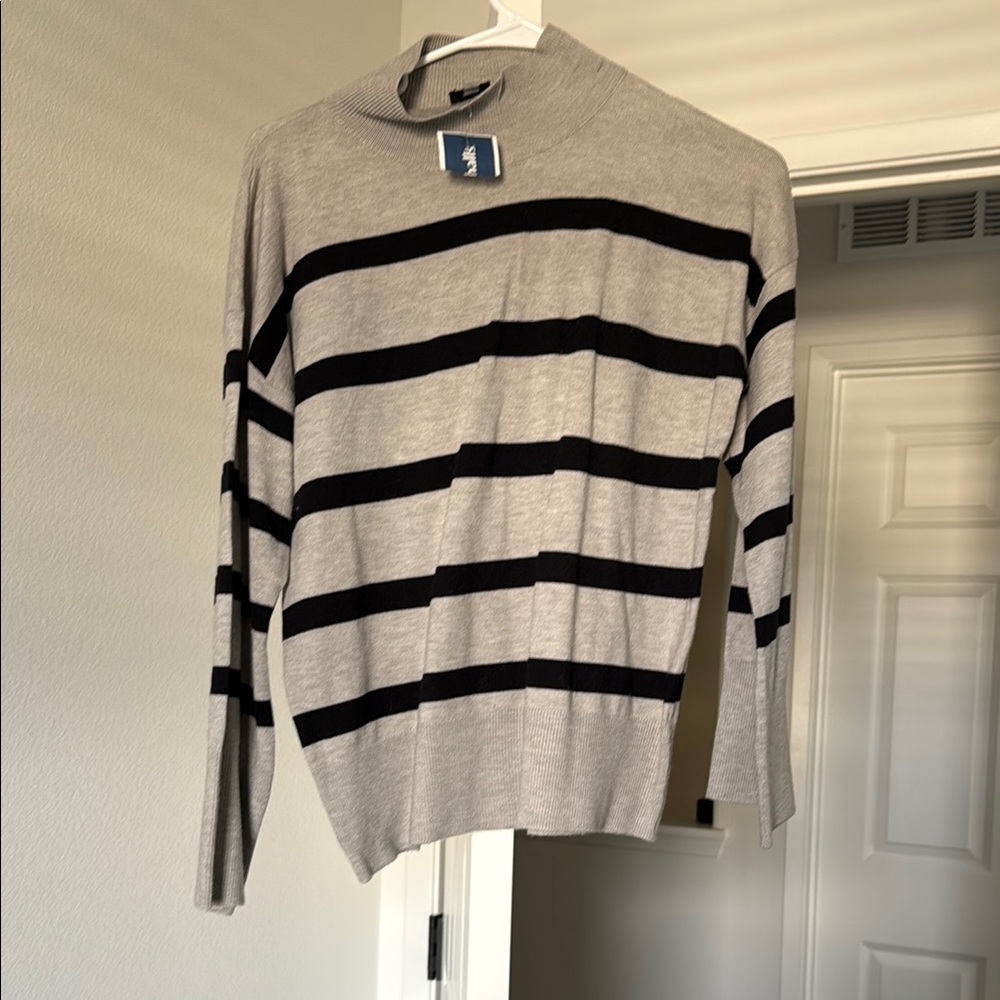 Gray and Black Striped Sweater